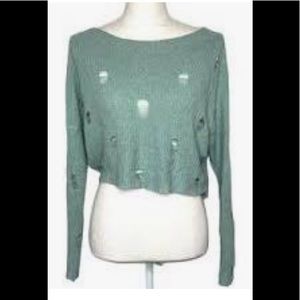 Express Distressed Cropped Sweater Size Small